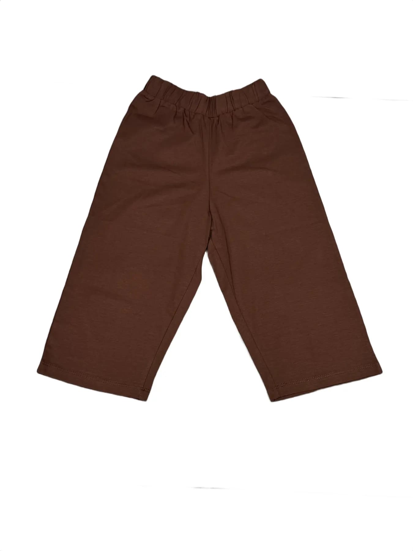 Children's Brown Capri Pants with Elastic Waistband