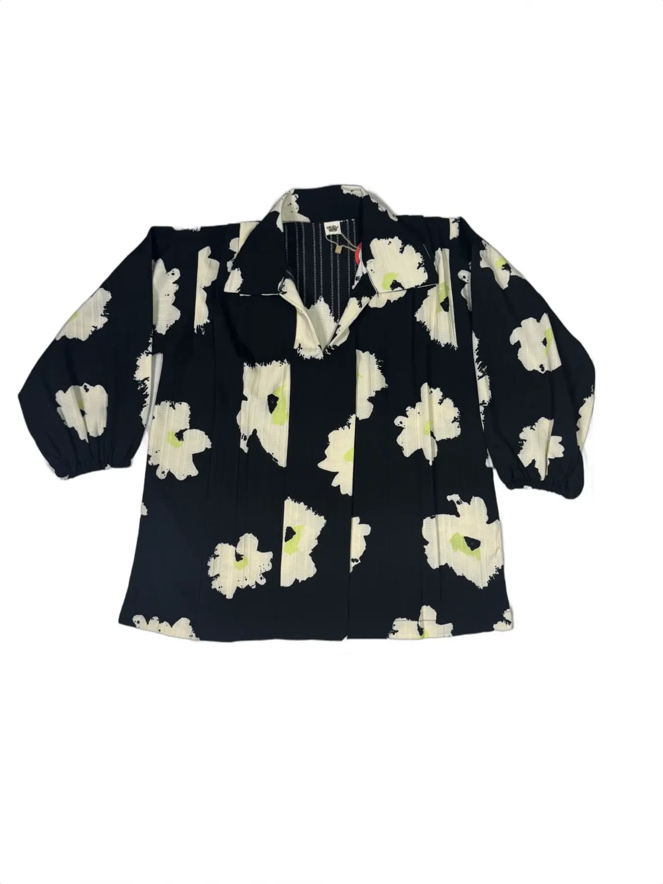 Children's Navy Blue Pleated Short Set with White Floral Print