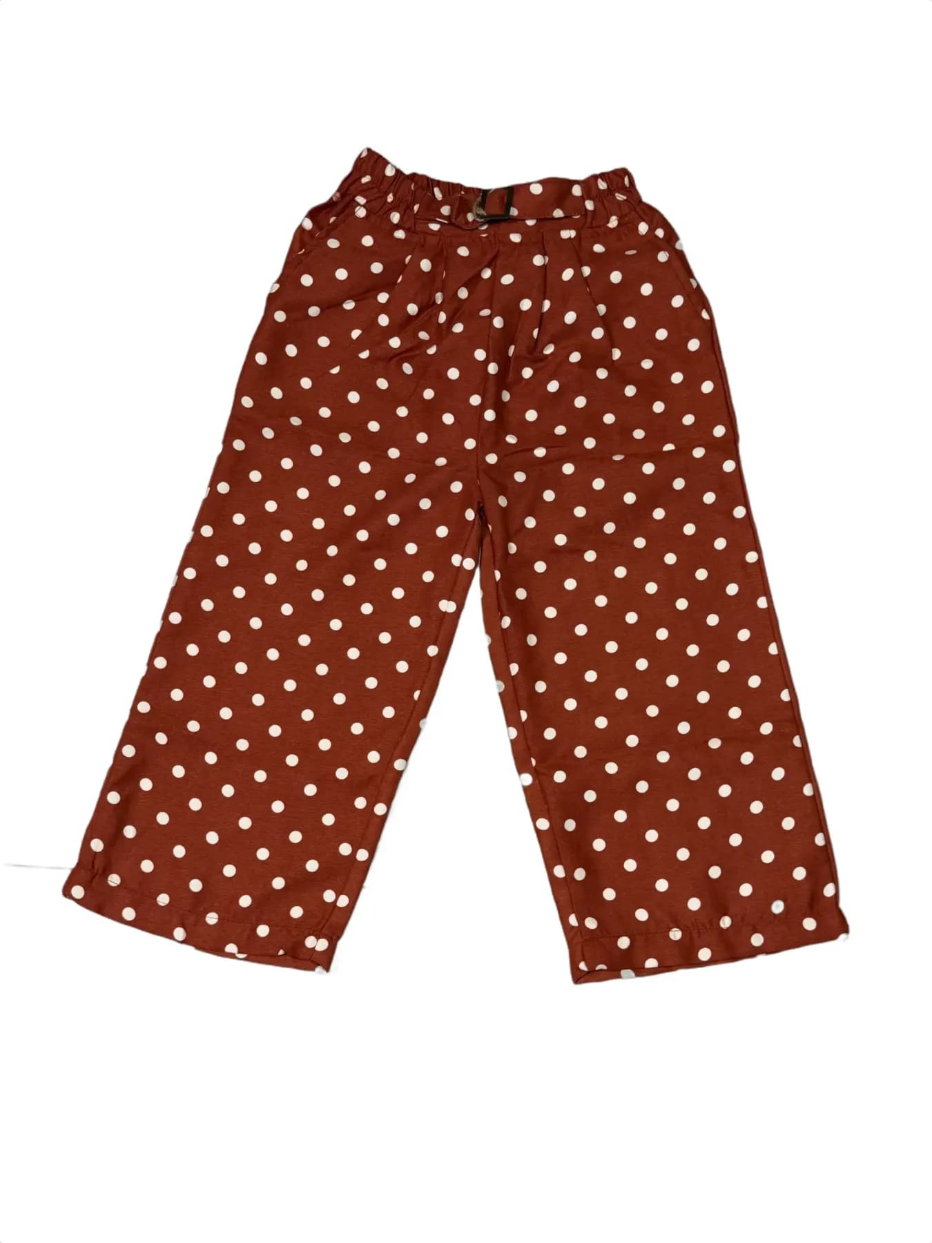 Rust Red Polka Dot Kids' Jogger Pants with Elastic Waist